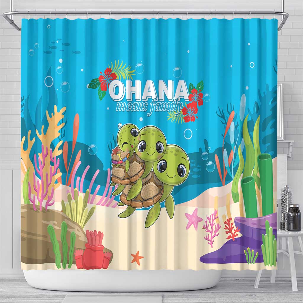 Ohana Hawaii Shower Curtain Kawaii Family Turtle LT05 - Polynesian Pride