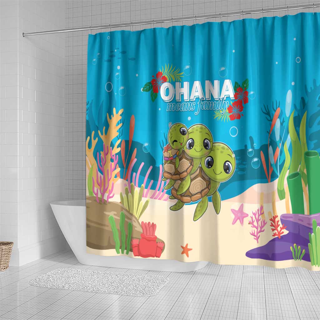 Ohana Hawaii Shower Curtain Kawaii Family Turtle LT05 - Polynesian Pride