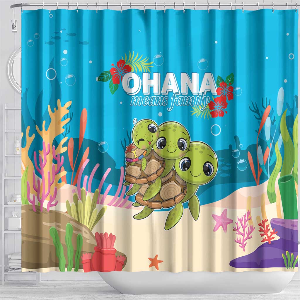 Ohana Hawaii Shower Curtain Kawaii Family Turtle LT05 - Polynesian Pride