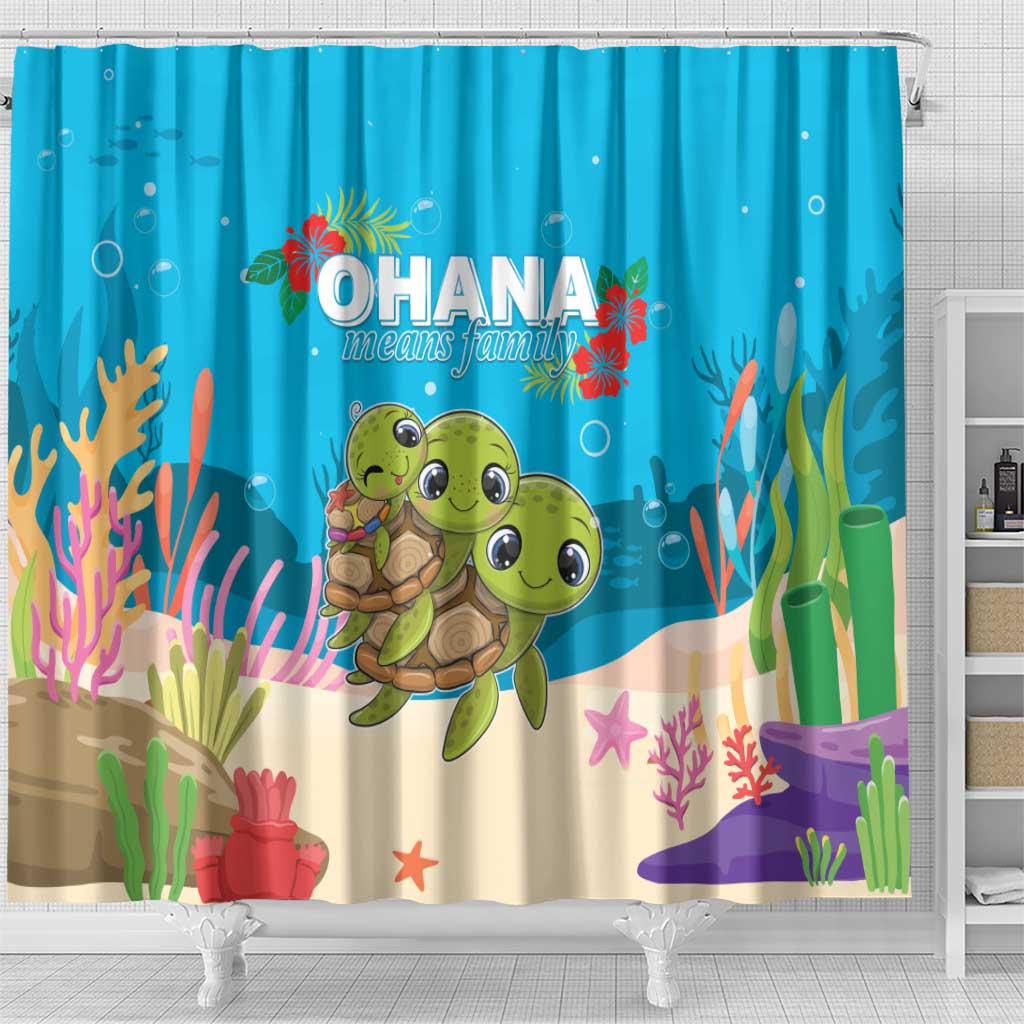 Ohana Hawaii Shower Curtain Kawaii Family Turtle LT05 - Polynesian Pride
