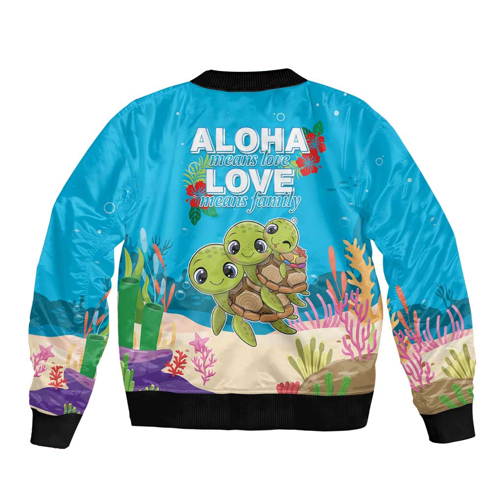 Ohana Hawaii Sleeve Zip Bomber Jacket Kawaii Family Turtle LT05 - Polynesian Pride