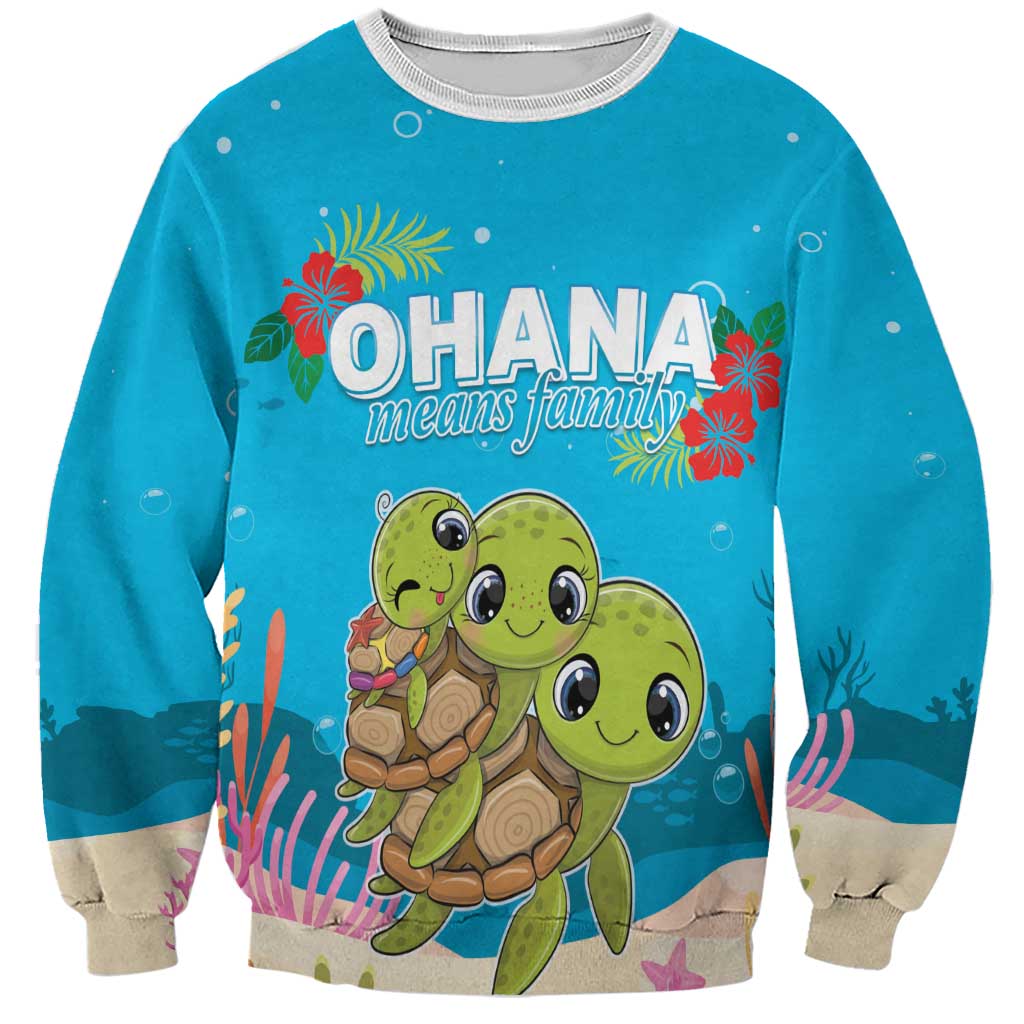 Ohana Hawaii Sweatshirt Kawaii Family Turtle LT05 Unisex Blue - Polynesian Pride