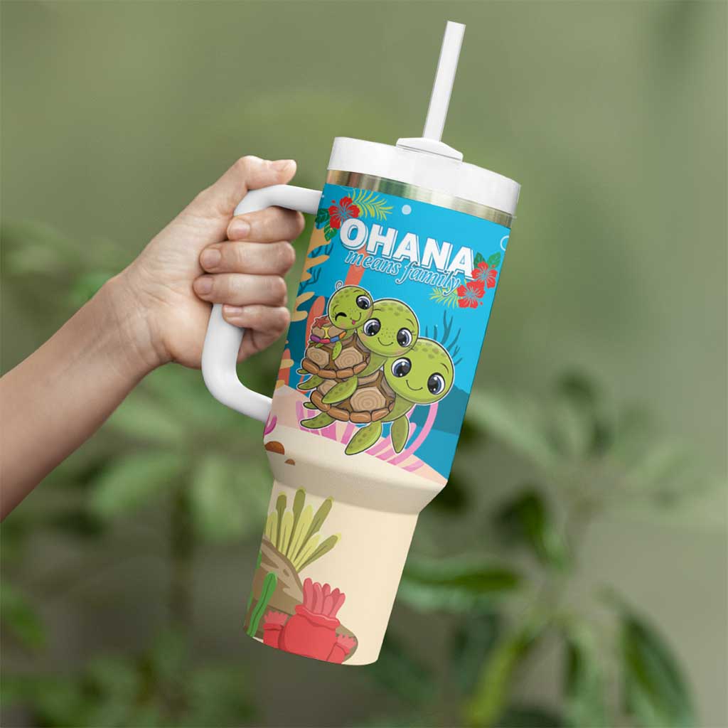 Ohana Hawaii Tumbler With Handle Kawaii Family Turtle LT05 - Polynesian Pride
