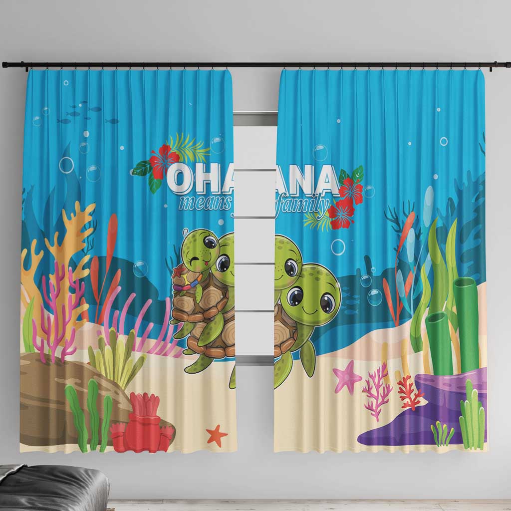 Ohana Hawaii Window Curtain Kawaii Family Turtle LT05 With Hooks Blue - Polynesian Pride