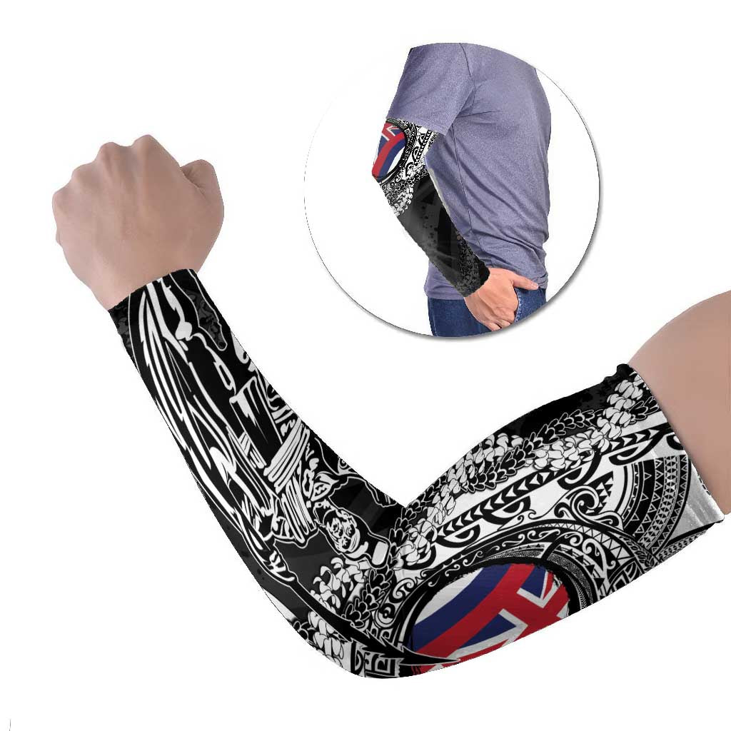 Hawaii King Flag Arm Sleeves Hawaiian Maile Lei LT05 Set of 2 Black - Polynesian Pride