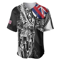 Hawaii King Flag Baseball Jersey Hawaiian Maile Lei LT05 Black - Polynesian Pride