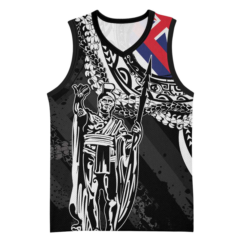 Hawaii King Flag Basketball Jersey Hawaiian Maile Lei LT05 Unisex Black - Polynesian Pride