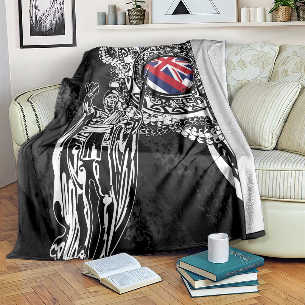 Hawaii King Flag Blanket Hawaiian Maile Lei LT05 Black - Polynesian Pride