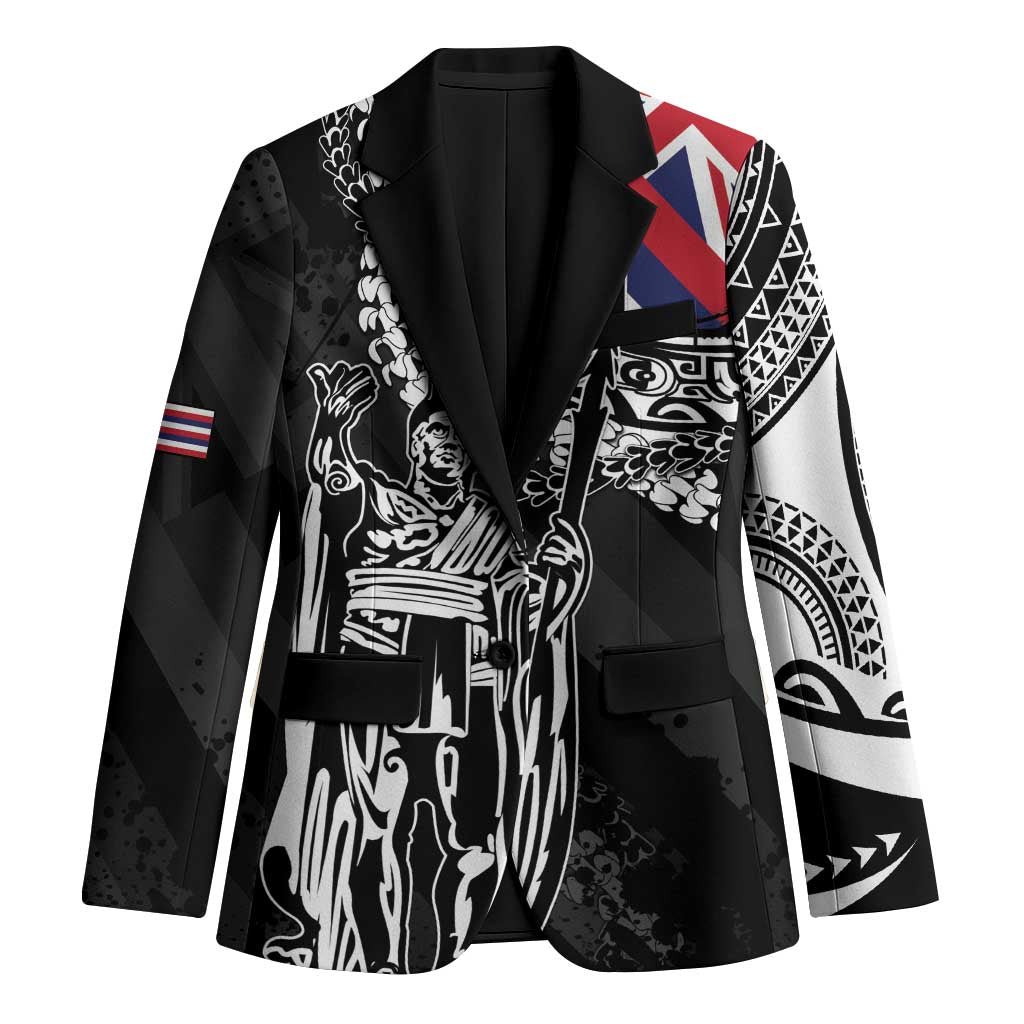 Hawaii King Flag Blazer Hawaiian Maile Lei LT05 Unisex Black - Polynesian Pride