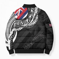 Hawaii King Flag Bomber Puffer Jacket Hawaiian Maile Lei LT05 - Polynesian Pride