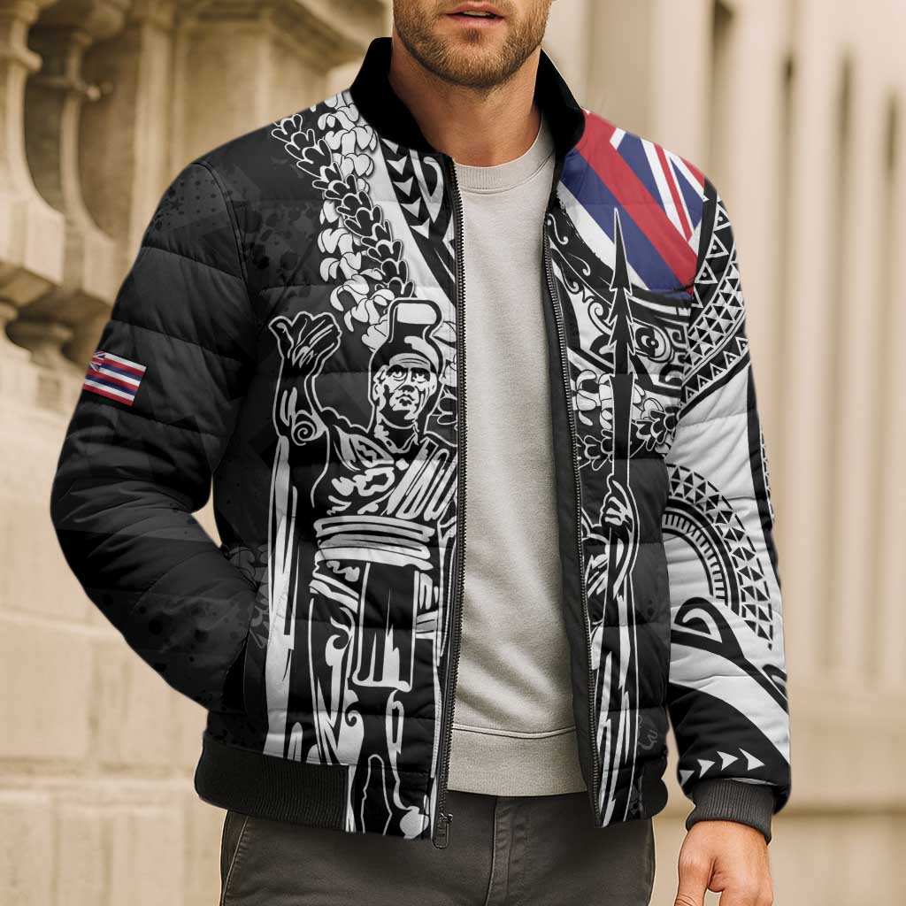 Hawaii King Flag Bomber Puffer Jacket Hawaiian Maile Lei LT05 - Polynesian Pride