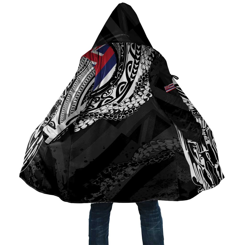 Hawaii King Flag Cloak Hawaiian Maile Lei LT05 Unisex Black - Polynesian Pride