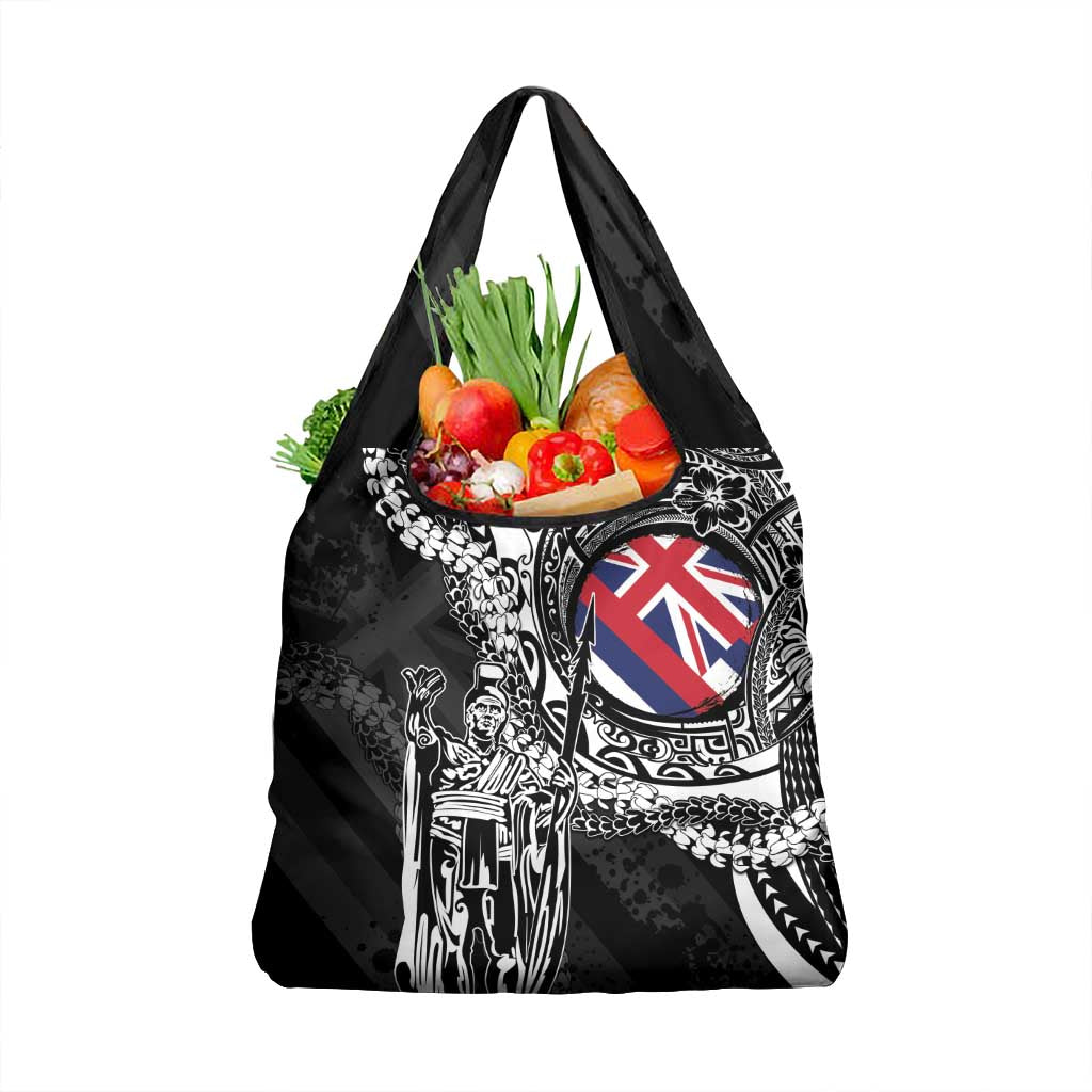 Hawaii King Flag Grocery Bag Hawaiian Maile Lei LT05 1-pack One Size Black - Polynesian Pride