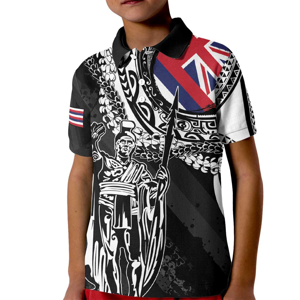 Hawaii King Flag Kid Polo Shirt Hawaiian Maile Lei LT05 Kid Black - Polynesian Pride