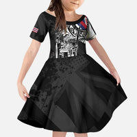 Hawaii King Flag Kid Short Sleeve Dress Hawaiian Maile Lei LT05 KID Black - Polynesian Pride