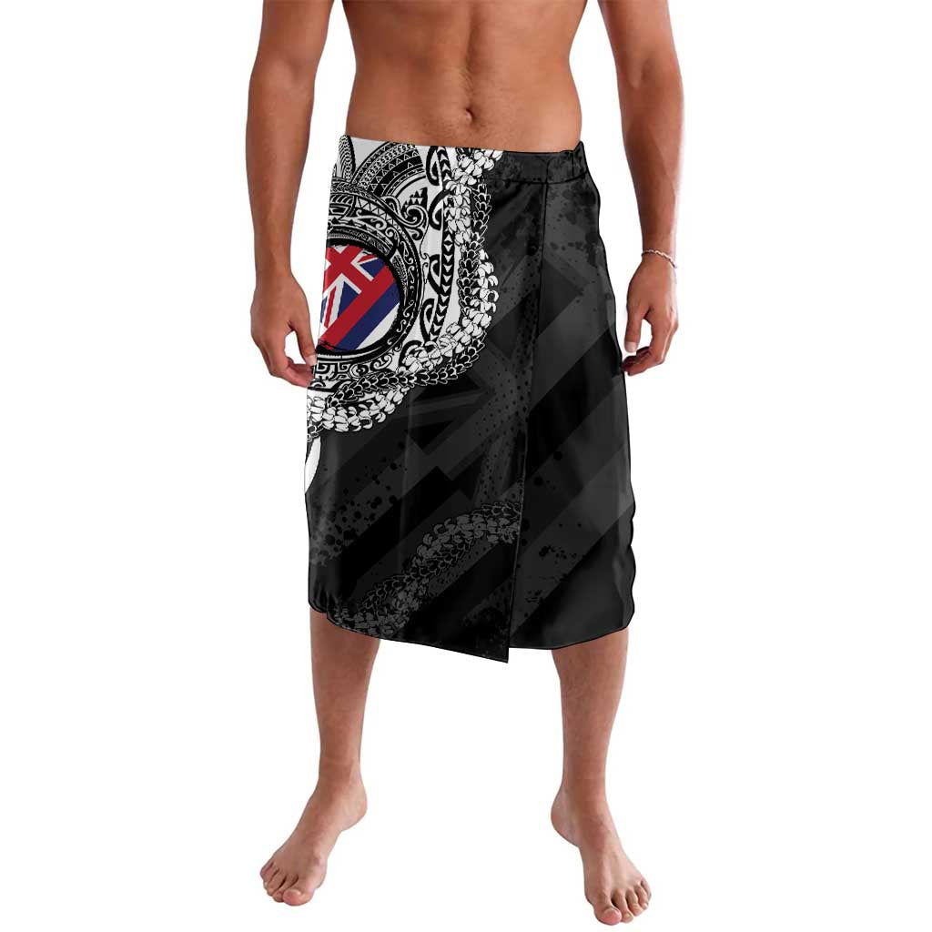 Hawaii King Flag Lavalava Hawaiian Maile Lei LT05 Black - Polynesian Pride