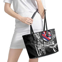 Hawaii King Flag Leather Tote Bag Hawaiian Maile Lei LT05 - Polynesian Pride