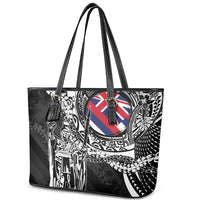 Hawaii King Flag Leather Tote Bag Hawaiian Maile Lei LT05 - Polynesian Pride