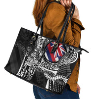 Hawaii King Flag Leather Tote Bag Hawaiian Maile Lei LT05 - Polynesian Pride