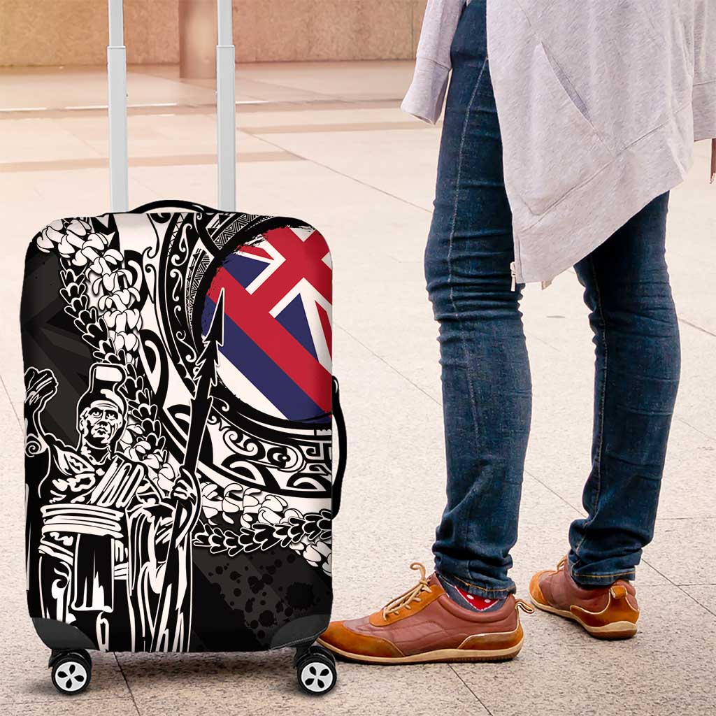 Hawaii King Flag Luggage Cover Hawaiian Maile Lei LT05 Black - Polynesian Pride