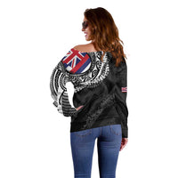 Hawaii King Flag Off Shoulder Sweater Hawaiian Maile Lei LT05 - Polynesian Pride