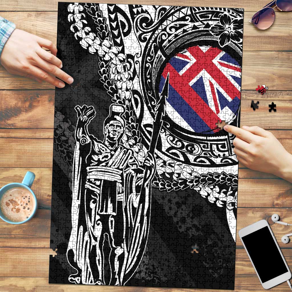Hawaii King Flag Puzzle Hawaiian Maile Lei LT05 Black - Polynesian Pride