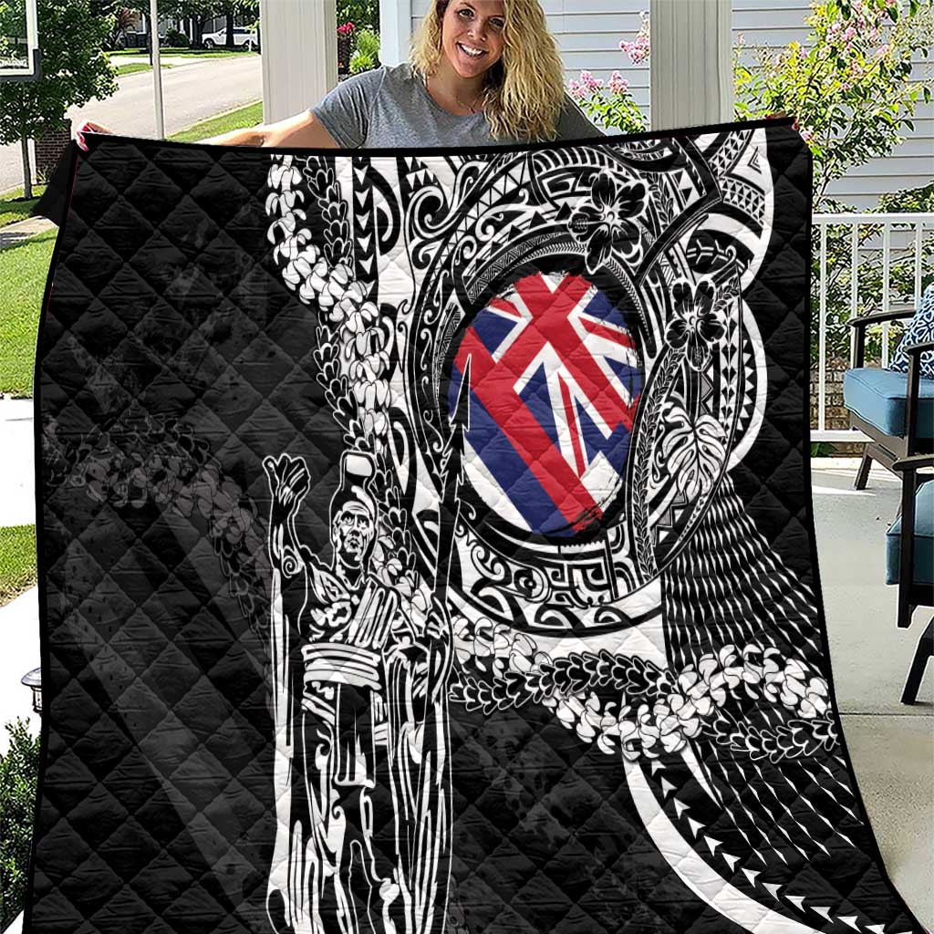 Hawaii King Flag Quilt Hawaiian Maile Lei LT05 Black - Polynesian Pride