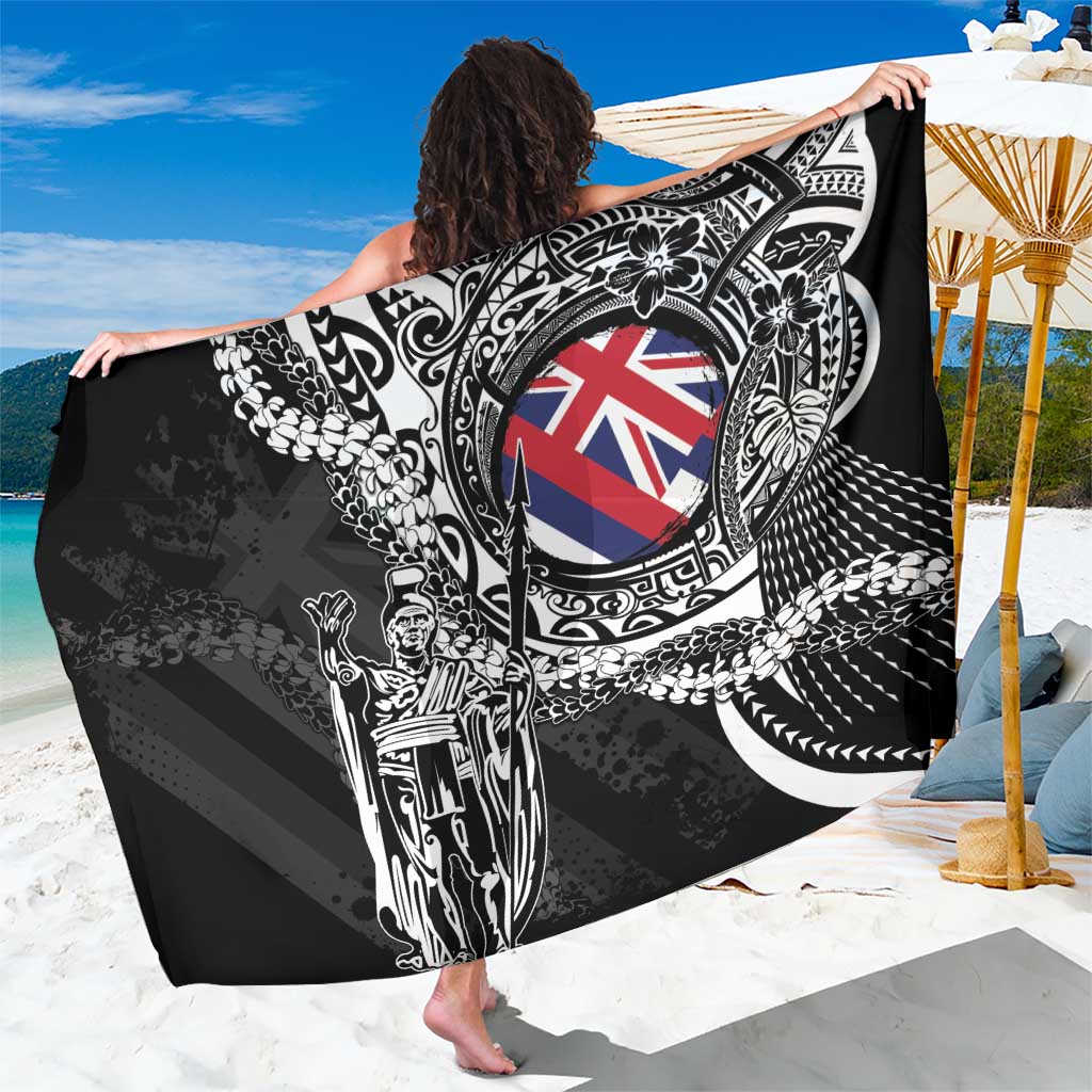 Hawaii King Flag Sarong Hawaiian Maile Lei LT05 One Size 44 x 66 inches Black - Polynesian Pride