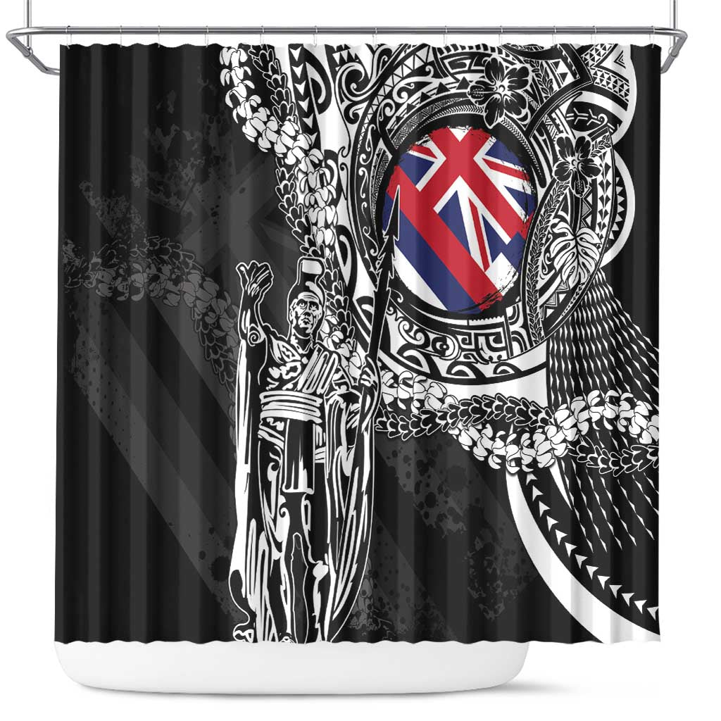 Hawaii King Flag Shower Curtain Hawaiian Maile Lei LT05 Black - Polynesian Pride
