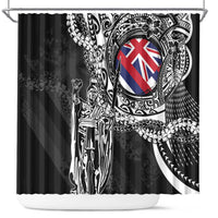 Hawaii King Flag Shower Curtain Hawaiian Maile Lei LT05 Black - Polynesian Pride