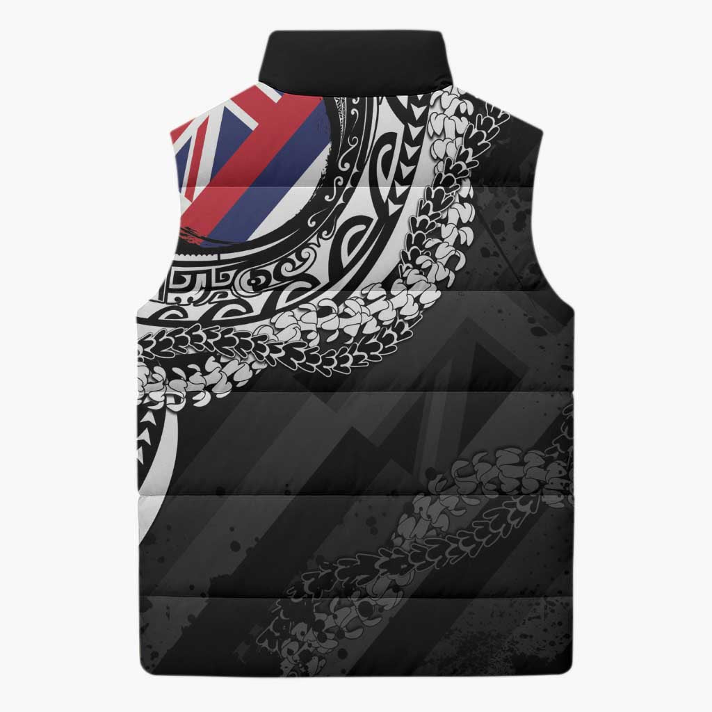 Hawaii King Flag Sleeveless Puffer Jacket Hawaiian Maile Lei LT05 - Polynesian Pride