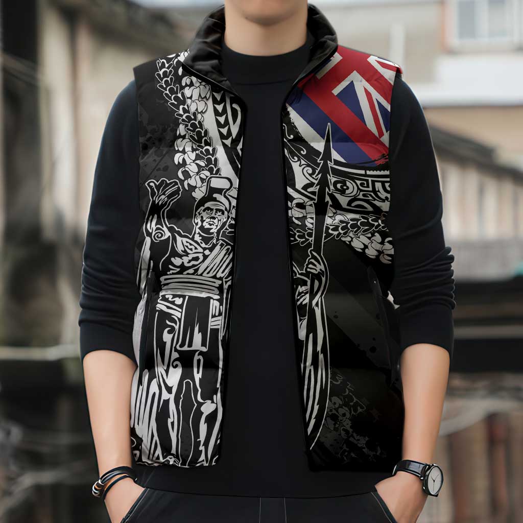 Hawaii King Flag Sleeveless Puffer Jacket Hawaiian Maile Lei LT05 - Polynesian Pride