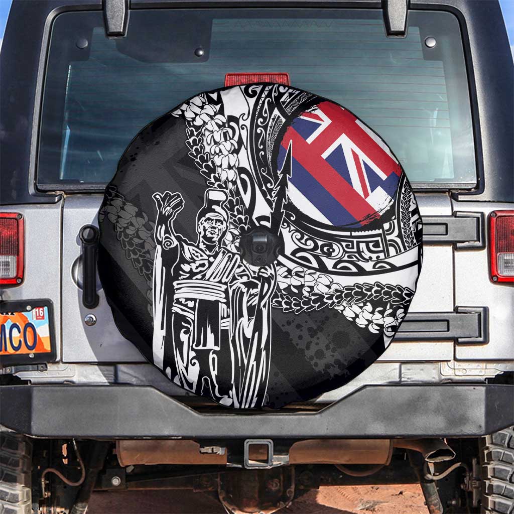 Hawaii King Flag Spare Tire Cover Hawaiian Maile Lei LT05 Black - Polynesian Pride