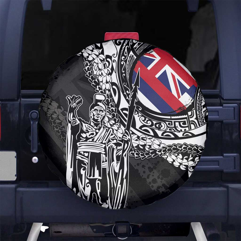 Hawaii King Flag Spare Tire Cover Hawaiian Maile Lei LT05 No hole Black - Polynesian Pride