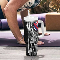 Hawaii King Flag Tumbler With Handle Hawaiian Maile Lei LT05 - Polynesian Pride