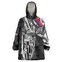 Hawaii King Flag Wearable Blanket Hoodie Hawaiian Maile Lei LT05 One Size Black - Polynesian Pride