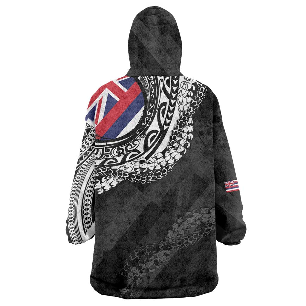 Hawaii King Flag Wearable Blanket Hoodie Hawaiian Maile Lei LT05 - Polynesian Pride