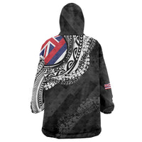 Hawaii King Flag Wearable Blanket Hoodie Hawaiian Maile Lei LT05 - Polynesian Pride