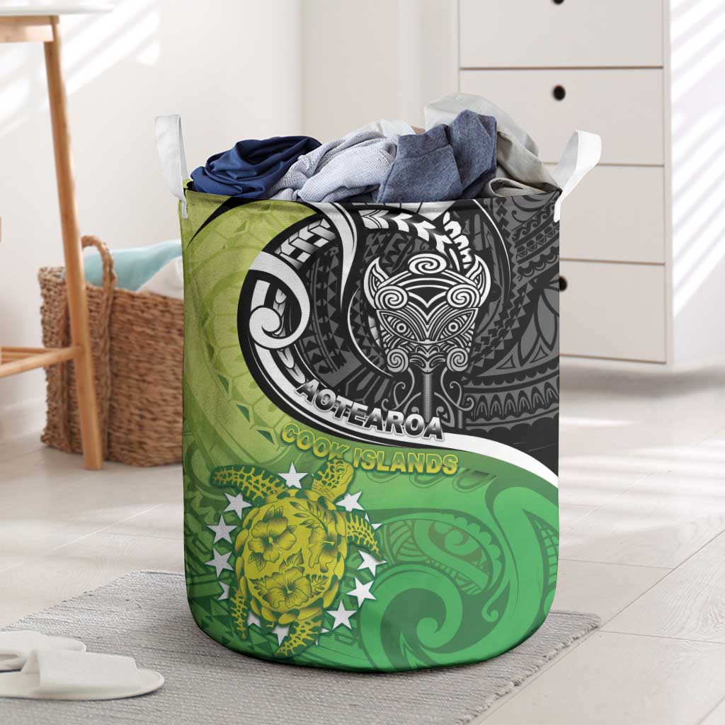 New Zealand Cook Islands Laundry Basket Maori Tiki With Circle Stars Turtle LT05 Multicolor - Polynesian Pride