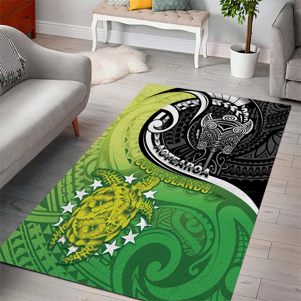 New Zealand Cook Islands Area Rug Maori Tiki With Circle Stars Turtle LT05 - Polynesian Pride