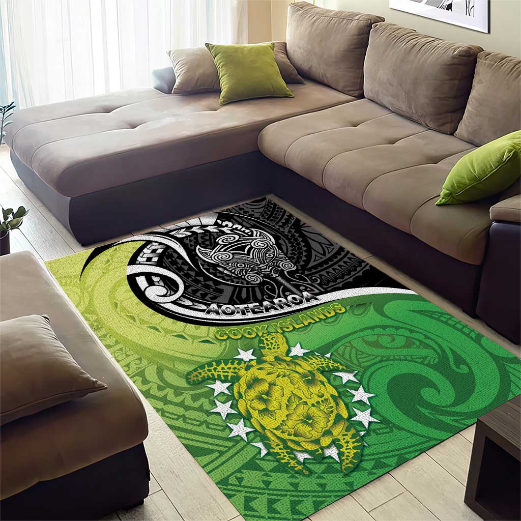 New Zealand Cook Islands Area Rug Maori Tiki With Circle Stars Turtle LT05 - Polynesian Pride