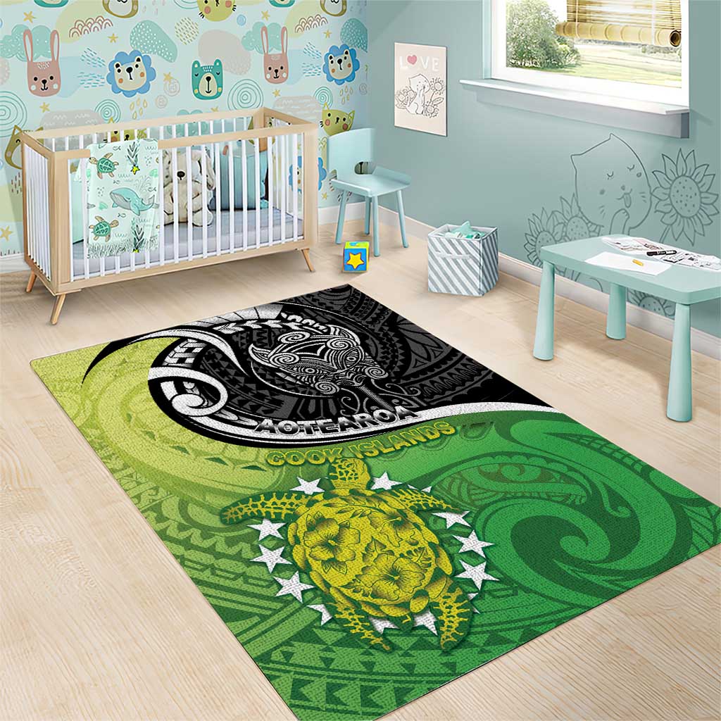 New Zealand Cook Islands Area Rug Maori Tiki With Circle Stars Turtle LT05 - Polynesian Pride
