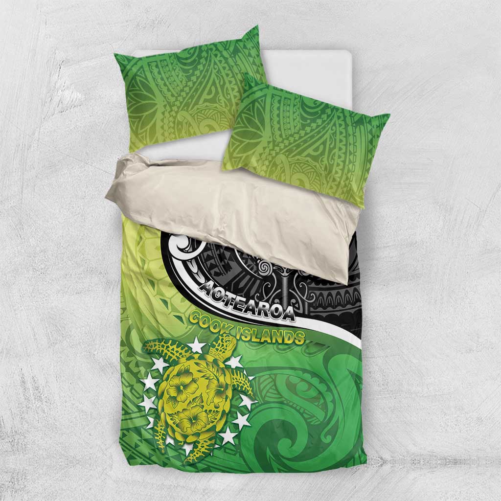 New Zealand Cook Islands Bedding Set Maori Tiki With Circle Stars Turtle LT05 US Twin 172cm x 218cm Multicolor - Polynesian Pride