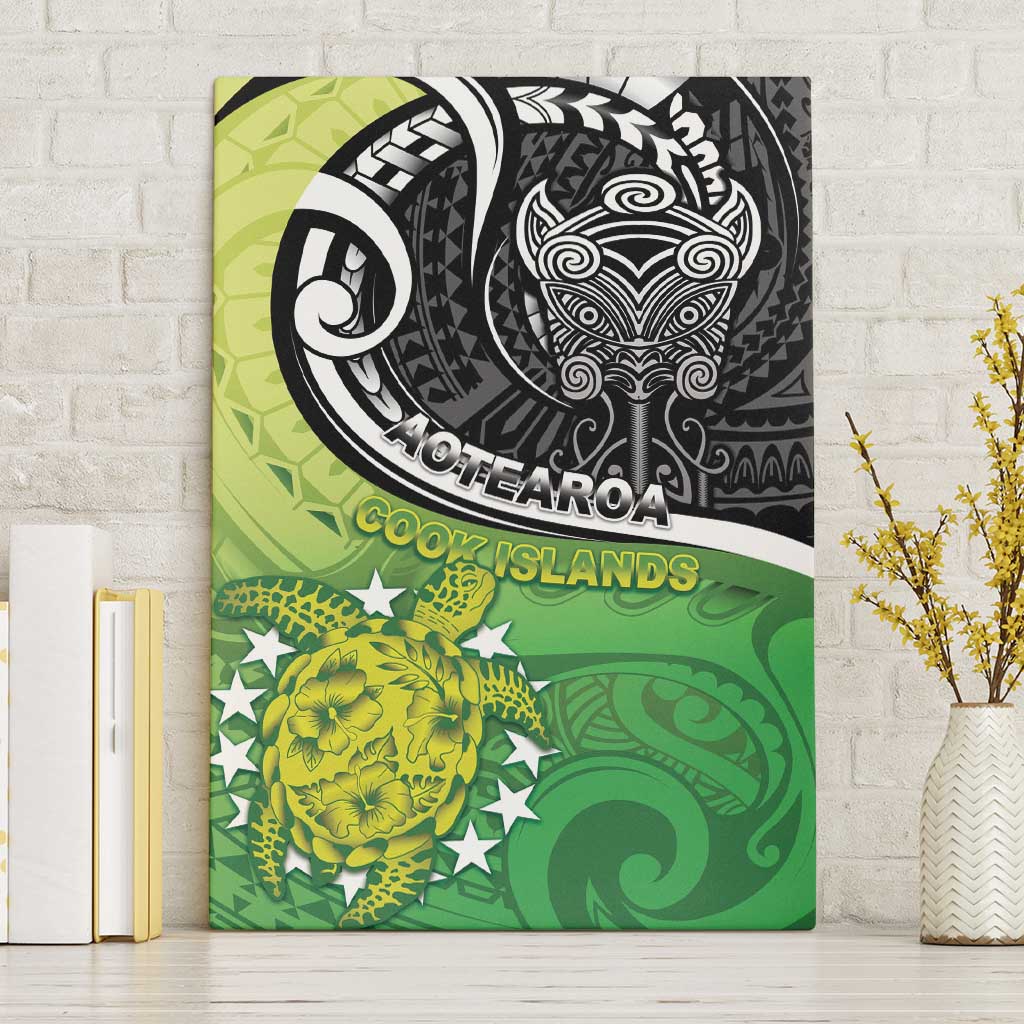 New Zealand Cook Islands Canvas Wall Art Maori Tiki With Circle Stars Turtle LT05 Without Frame Multicolor - Polynesian Pride