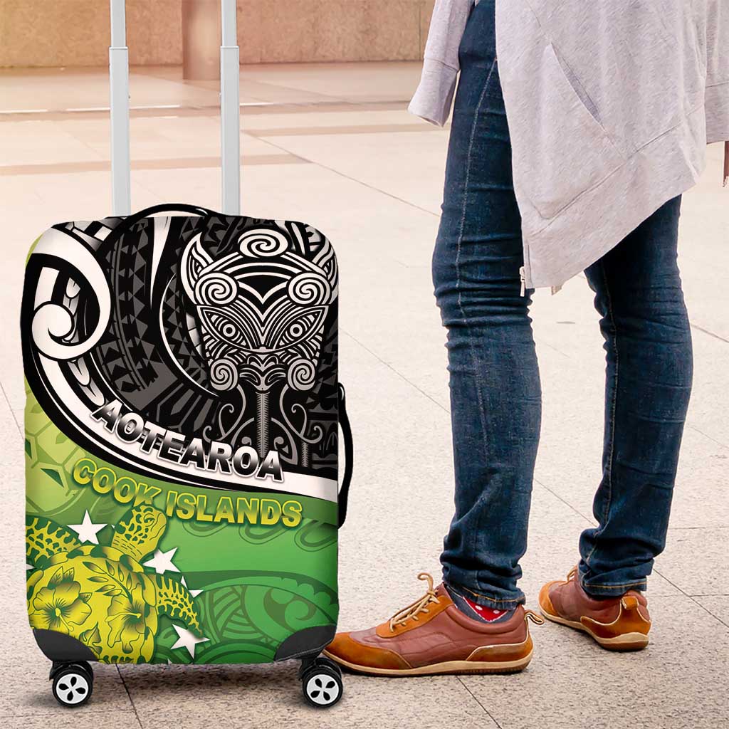 New Zealand Cook Islands Luggage Cover Maori Tiki With Circle Stars Turtle LT05 Multicolor - Polynesian Pride