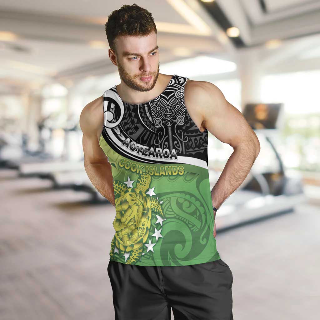 Personalised New Zealand Cook Islands Men Tank Top Maori Tiki With Circle Stars Turtle LT05 Multicolor - Polynesian Pride