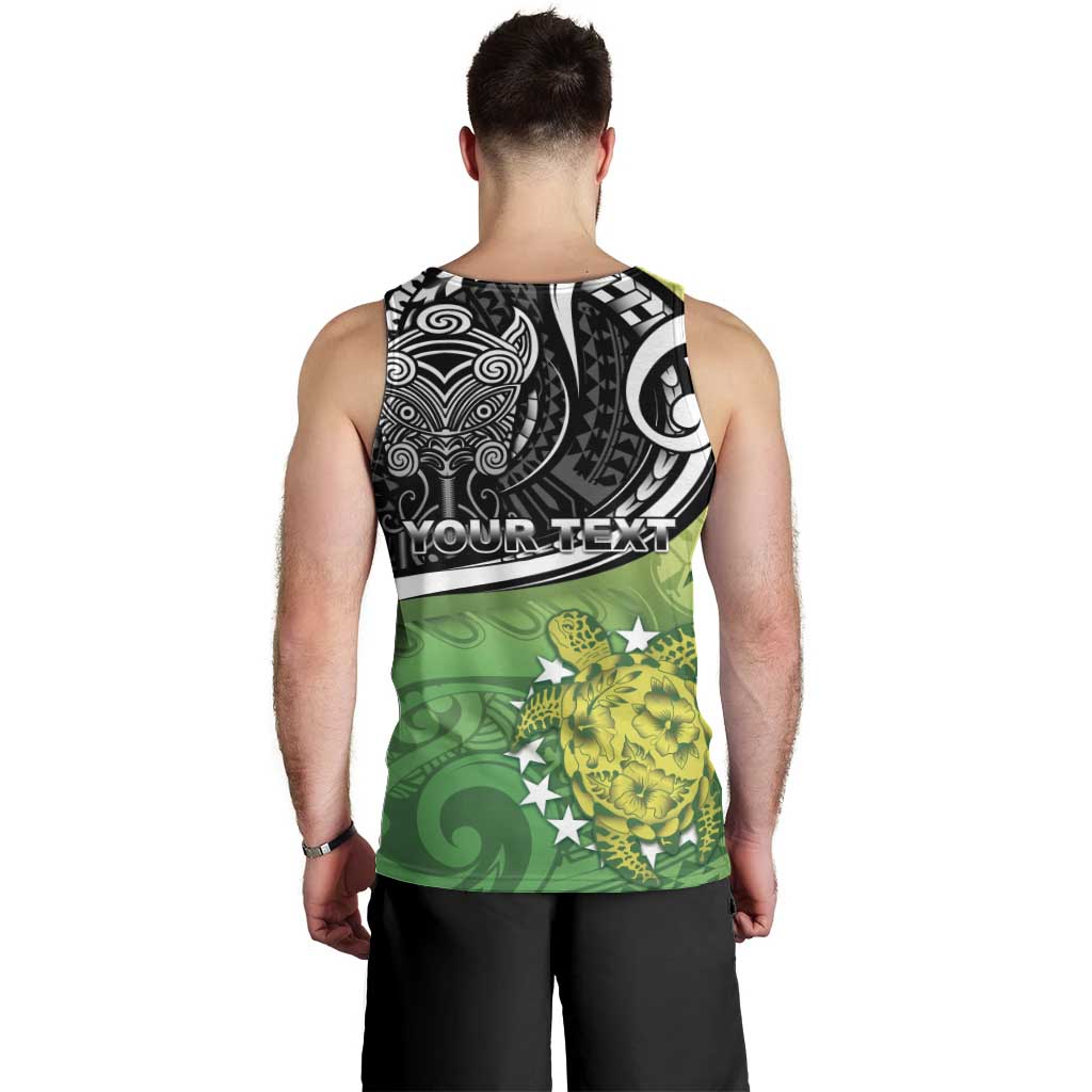 Personalised New Zealand Cook Islands Men Tank Top Maori Tiki With Circle Stars Turtle LT05 - Polynesian Pride