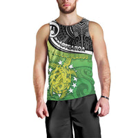 Personalised New Zealand Cook Islands Men Tank Top Maori Tiki With Circle Stars Turtle LT05 - Polynesian Pride