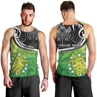 Personalised New Zealand Cook Islands Men Tank Top Maori Tiki With Circle Stars Turtle LT05 - Polynesian Pride