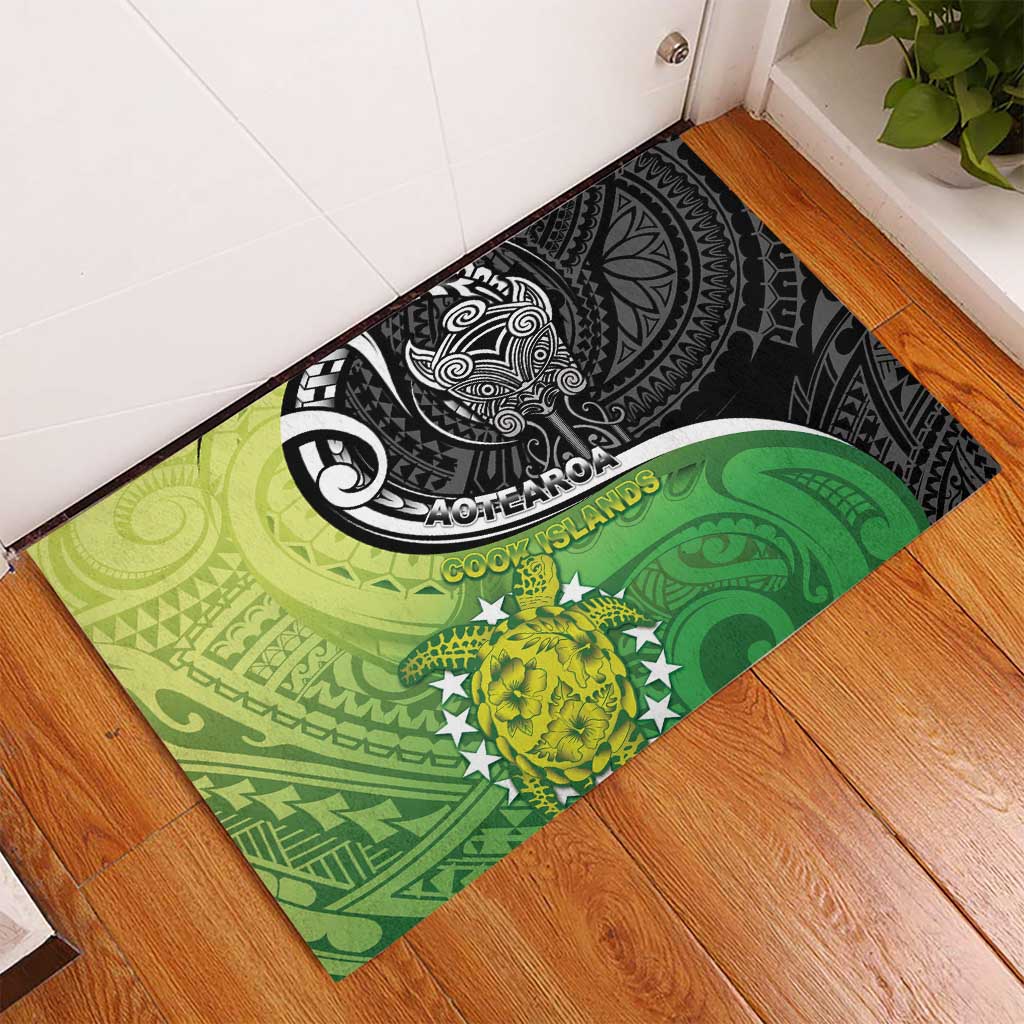 New Zealand Cook Islands Rubber Doormat Maori Tiki With Circle Stars Turtle LT05 - Polynesian Pride